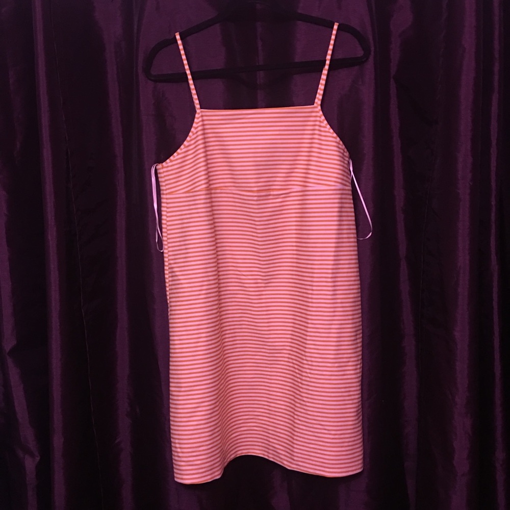 Orange and white spaghetti strap dress